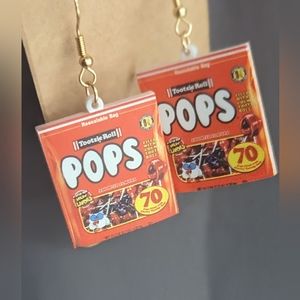 Brand New Tootsie Roll Pops Candy bag earrings gold tone french hook dangle